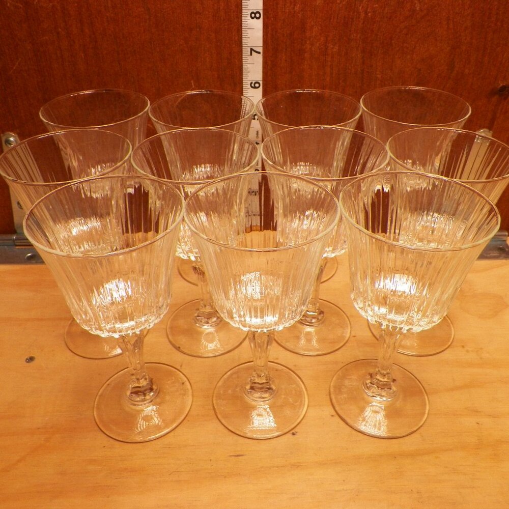 Used 4pc Set Cristal D’Arques Meridien Claret Wine Glasses Ribbed Optic
